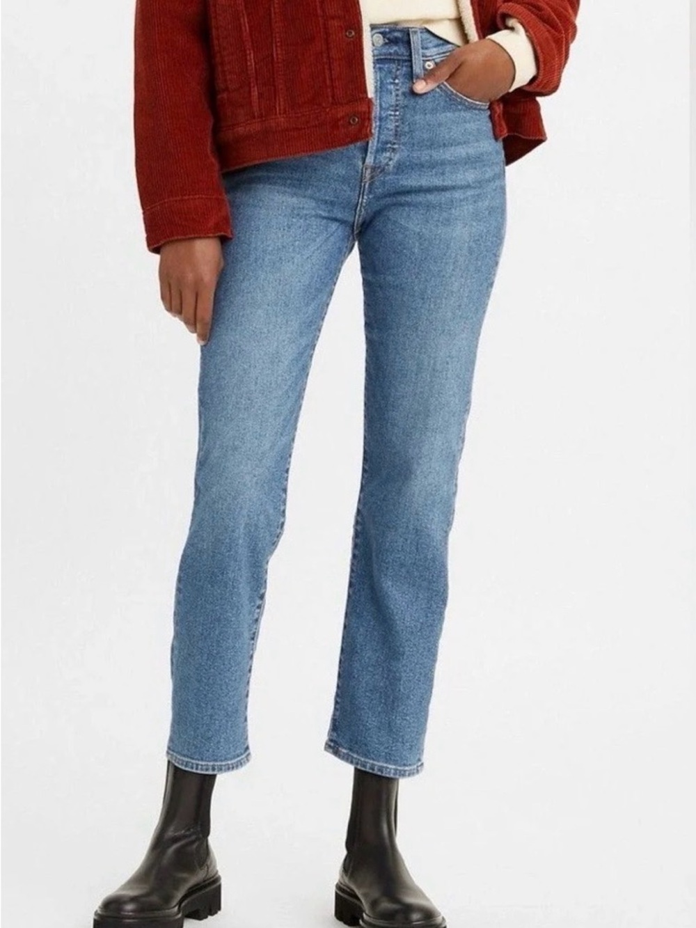 Levi’s Wedgie Straight High-Rise Straight Jeans in Light Blue Size 27